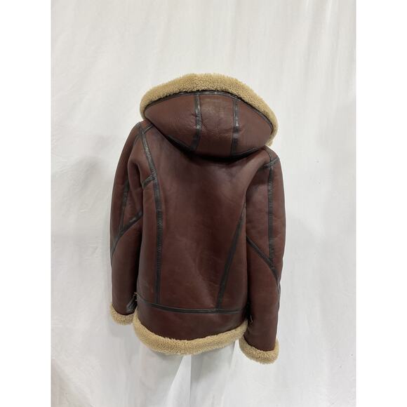 Rag & Bone 'Stella' Brown Leather Shearling Jacket Size M - Picture 3 of 5